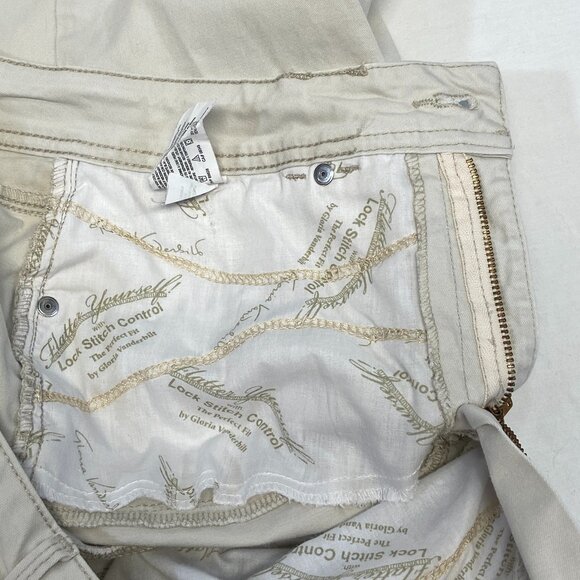 Gloria Vanderbilt High Rise Stretch Denim Capris Ivory Embroidered Perfect Fit - Picture 11 of 13